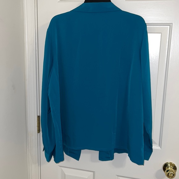 Large Turquoise 100% Polyester Button Up Shirt- by BFA Classics - Picture 3 of 4